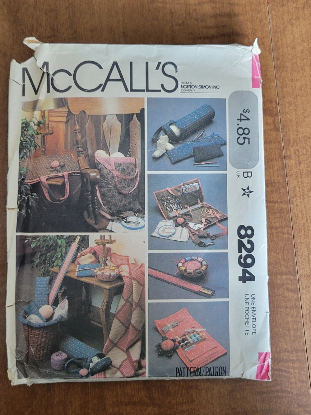 McCALL'S Home Sewing Pattern 8294 - Pink and Blue Accessories Set